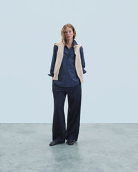 BLEU FONCE RAYE / NEW / QTY : 23 / Chemise Manches Longues - Bleu Fonce Raye