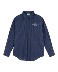Chemise à manches longues - Bleu Foncé Rayé