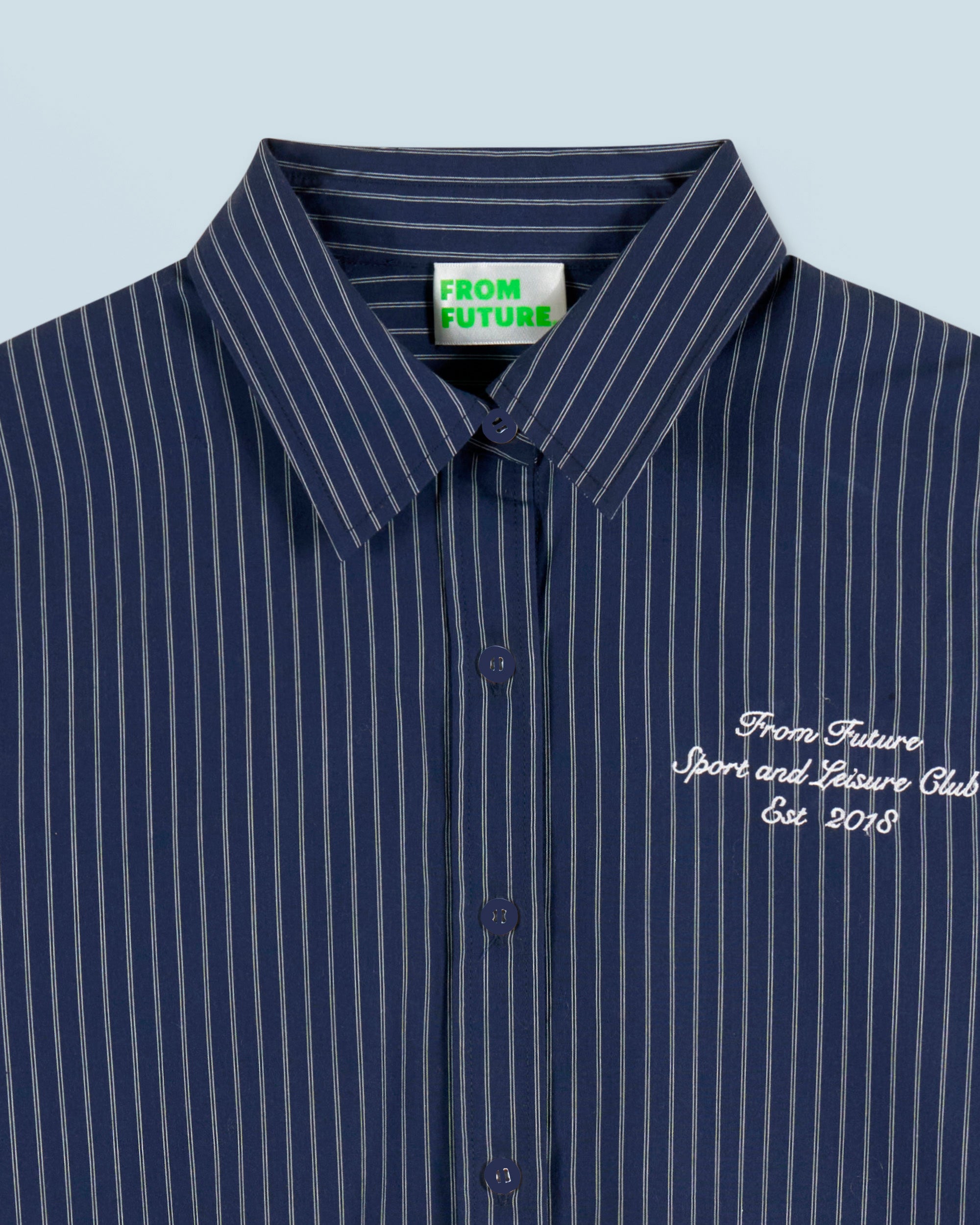 Chemise à manches longues - Bleu Foncé Rayé