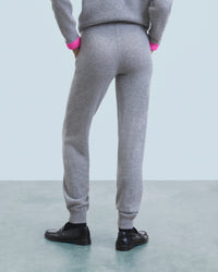 Pantalon de jogging droit en cachemire - Gris Chiné Foncé