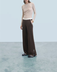 Pantalon de jogging large bicolore en cachemire - Chocolat
