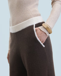 Pantalon de jogging large bicolore en cachemire - Chocolat