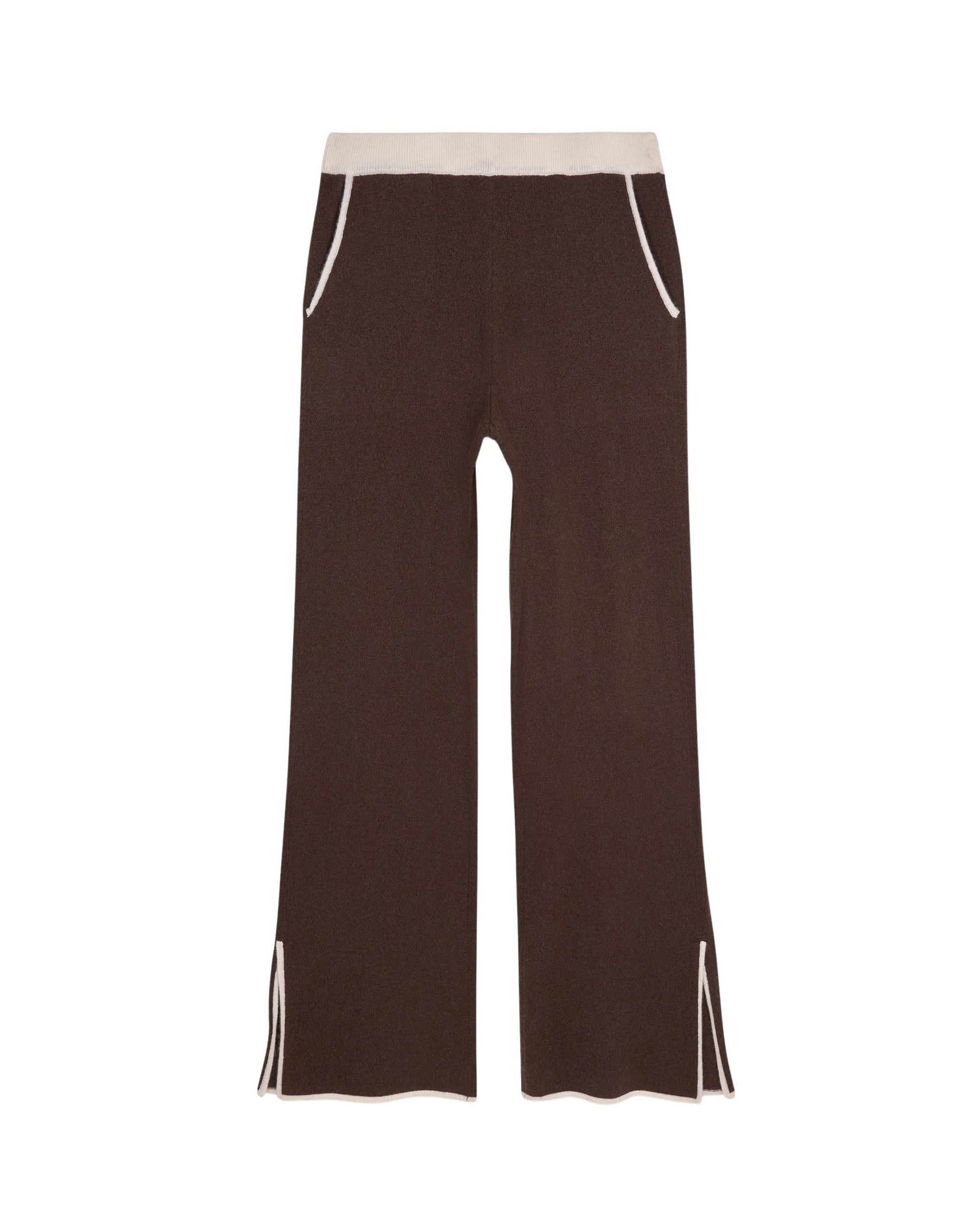 Pantalon de jogging large bicolore en cachemire - Chocolat
