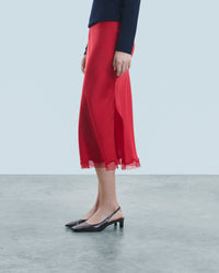 Silk midi skirt - Hot Red