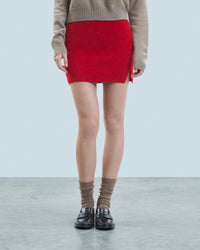 Mini skirt in brushed cashmere - Hot Red