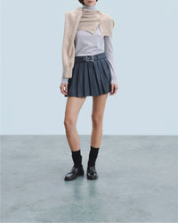Jupe tailoring en laine - Rayures Gris