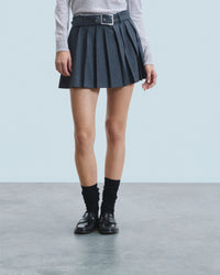 Jupe tailoring en laine - Rayures Gris