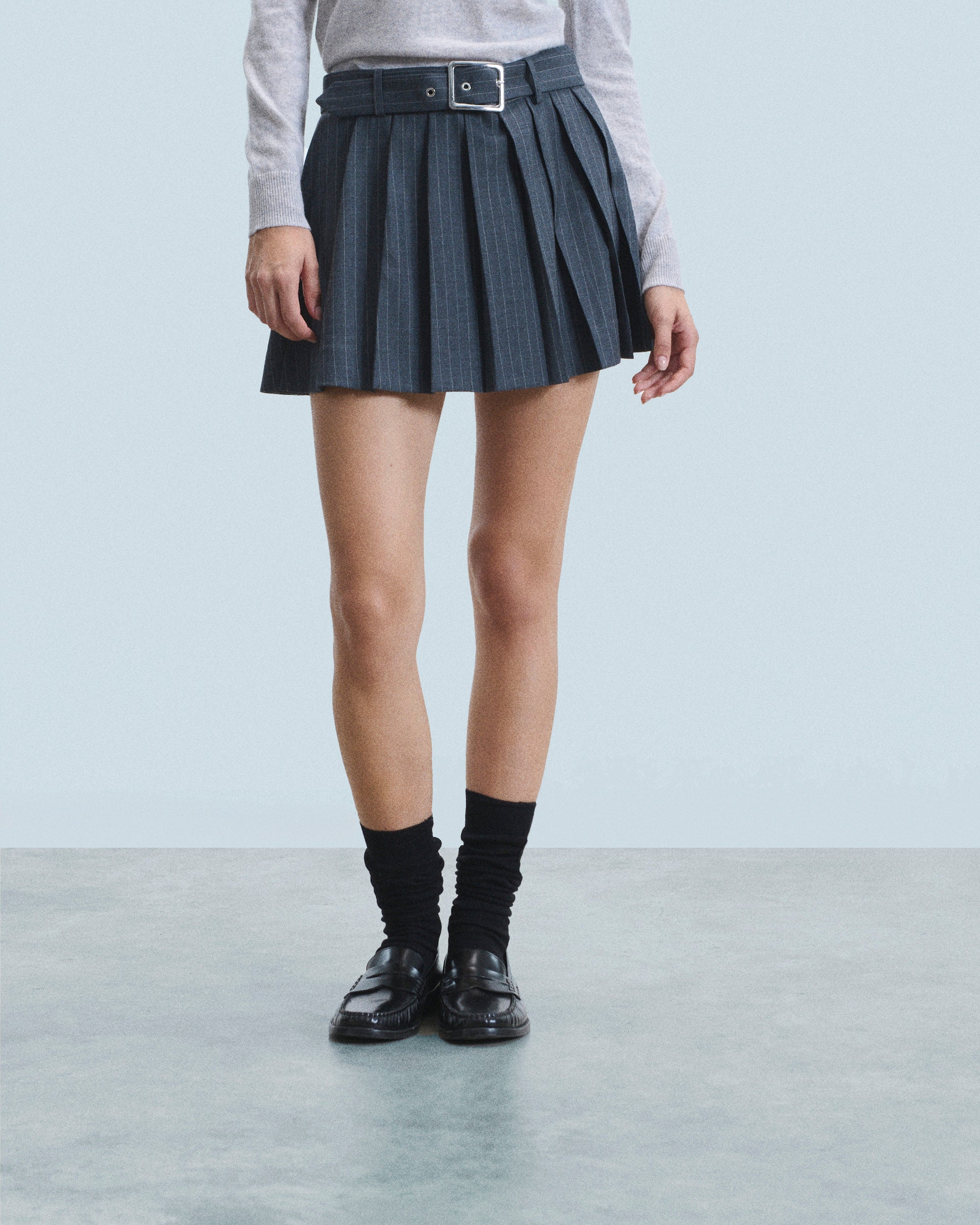 RAYURES GRIS / NEW / QTY : 26 / Jupe Mini Tailoring - Rayures Gris