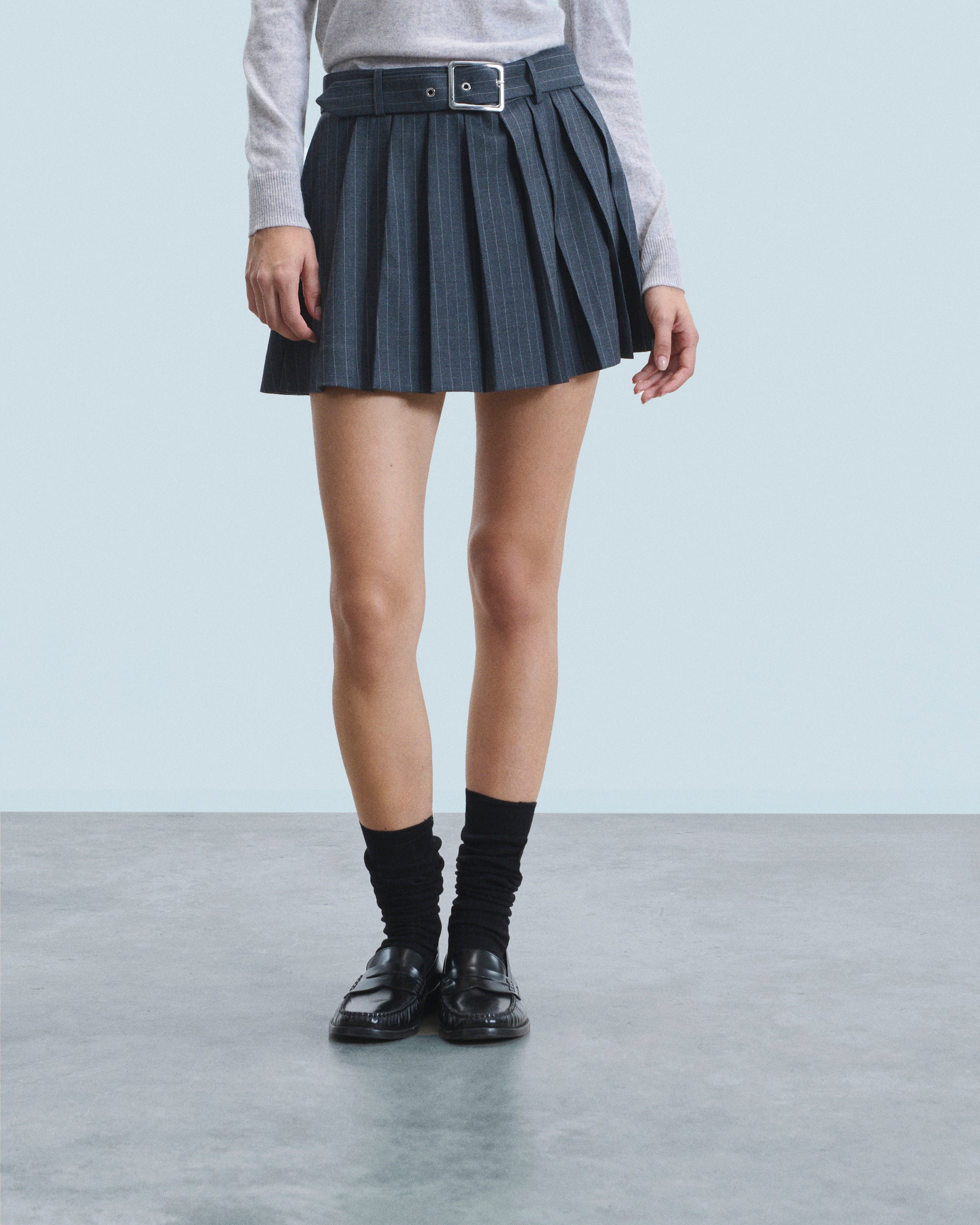 RAYURES GRIS / NEW / QTY : 26 / Jupe Mini Tailoring - Rayures Gris