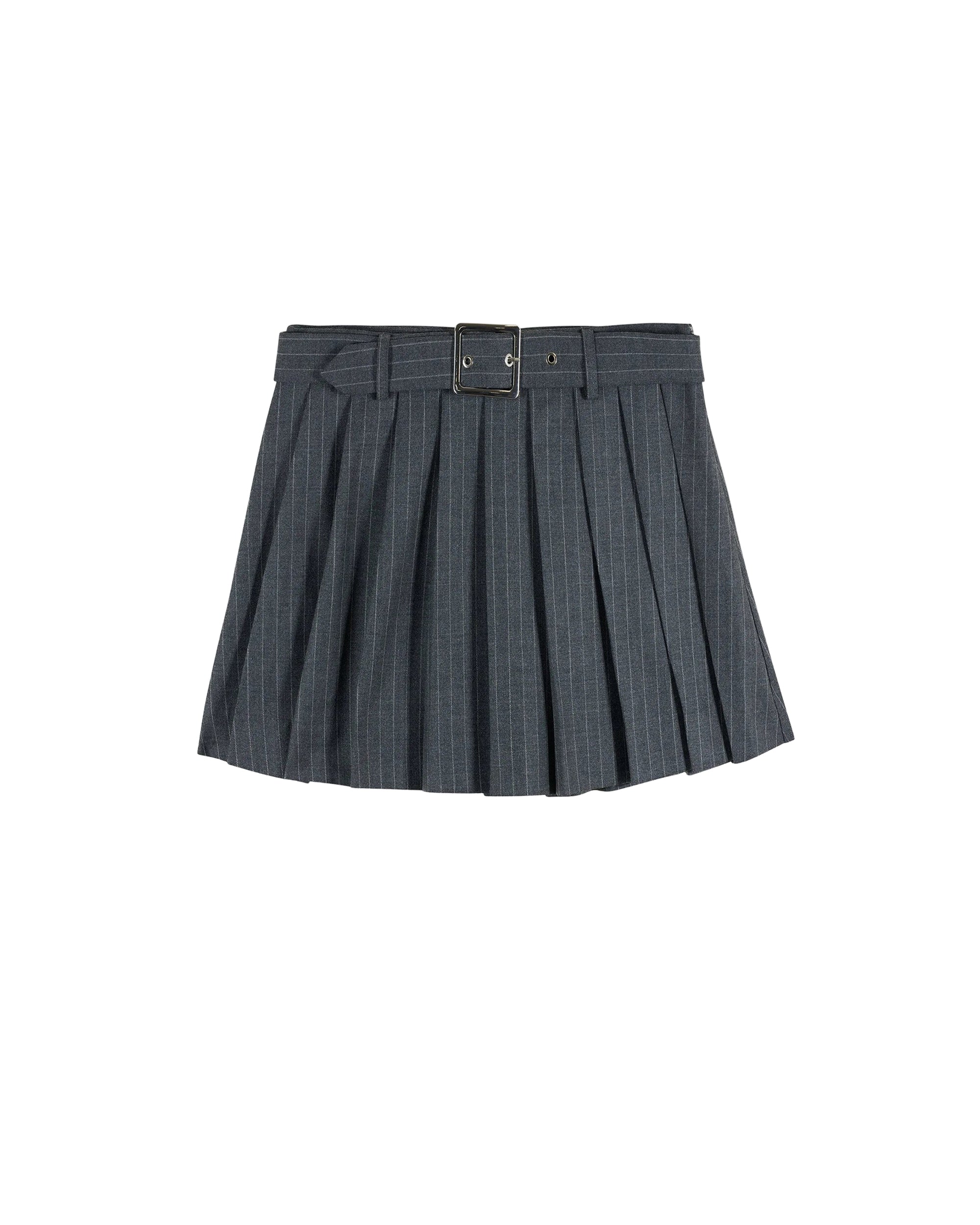 Jupe tailoring en laine - Rayures Gris