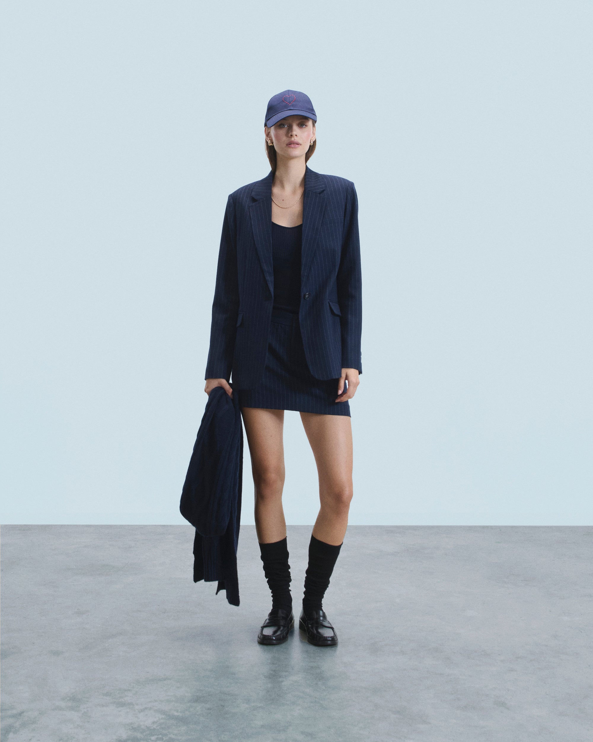 RAYURES NAVY / NEW / QTY : 22 / Jupe Mini Tailoring - Rayures Navy