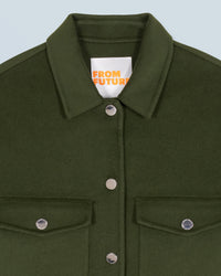 Veste à col chemise en laine - Kaki