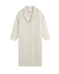 Manteau long double face en laine - Ecru