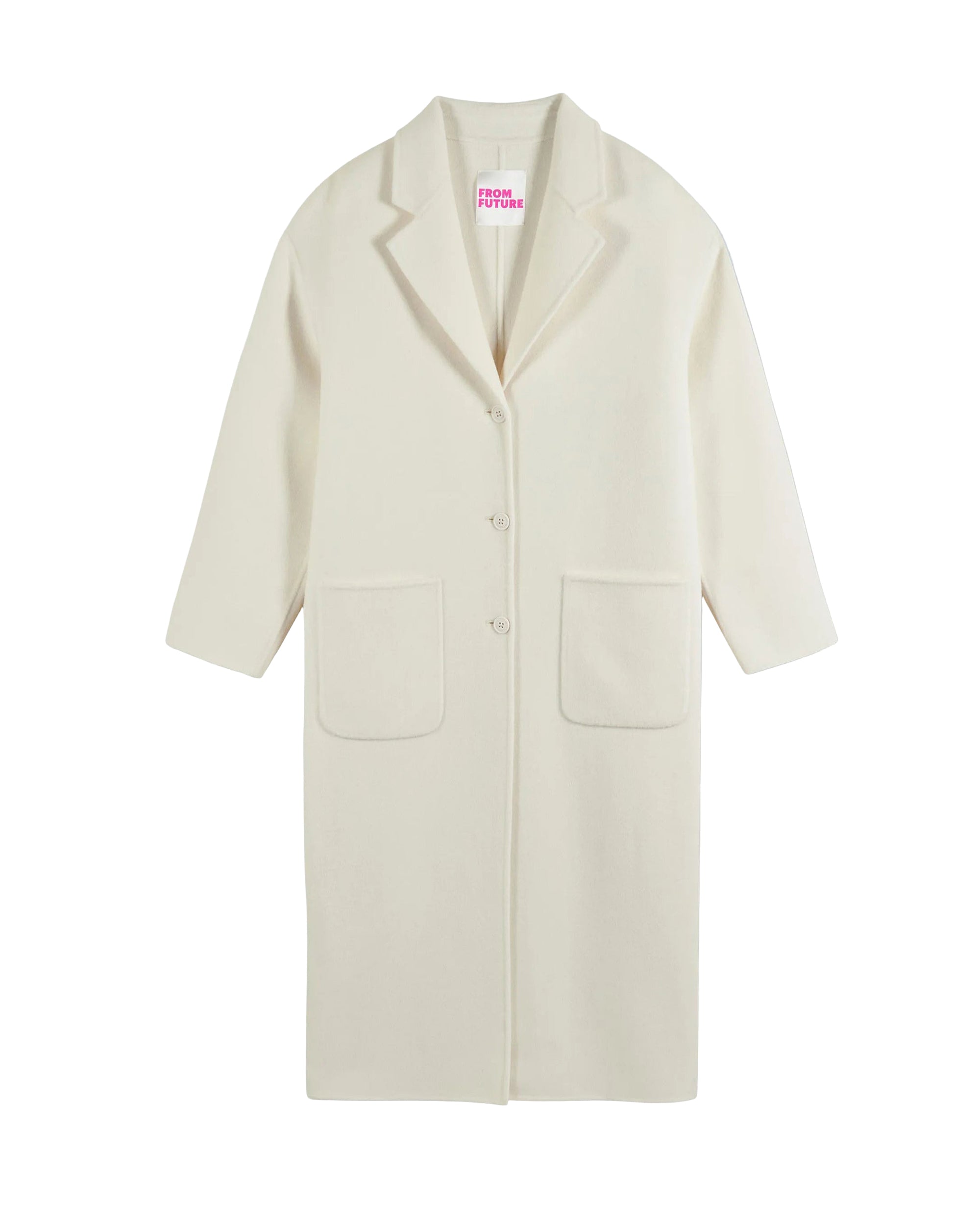 Manteau long double face en laine - Ecru