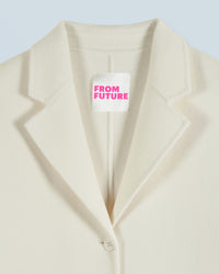 Manteau long double face en laine - Ecru