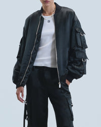 Satin bomber jacket - Black
