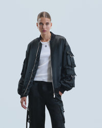 NOIR / NEW / QTY : 5 / Outerwear Veste Bombers Satin - Noir