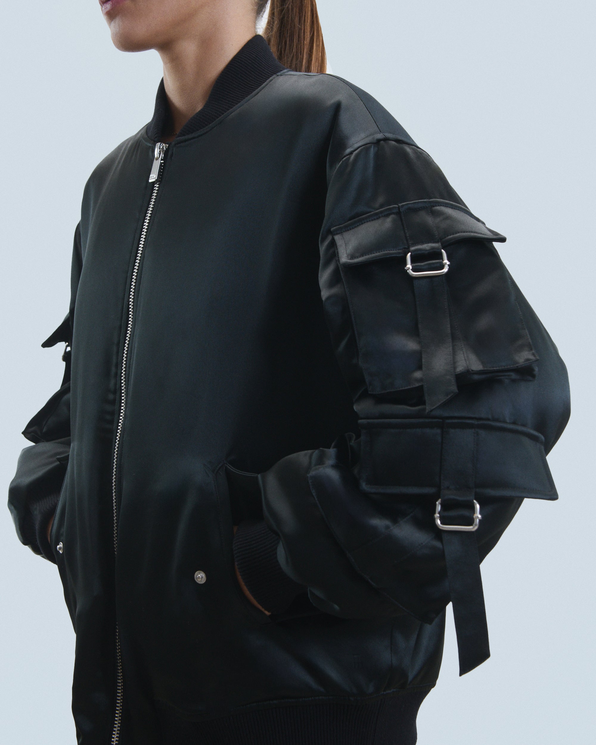 Satin bomber jacket - Black