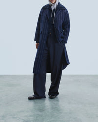 Manteau à poches en laine - Rayures Navy