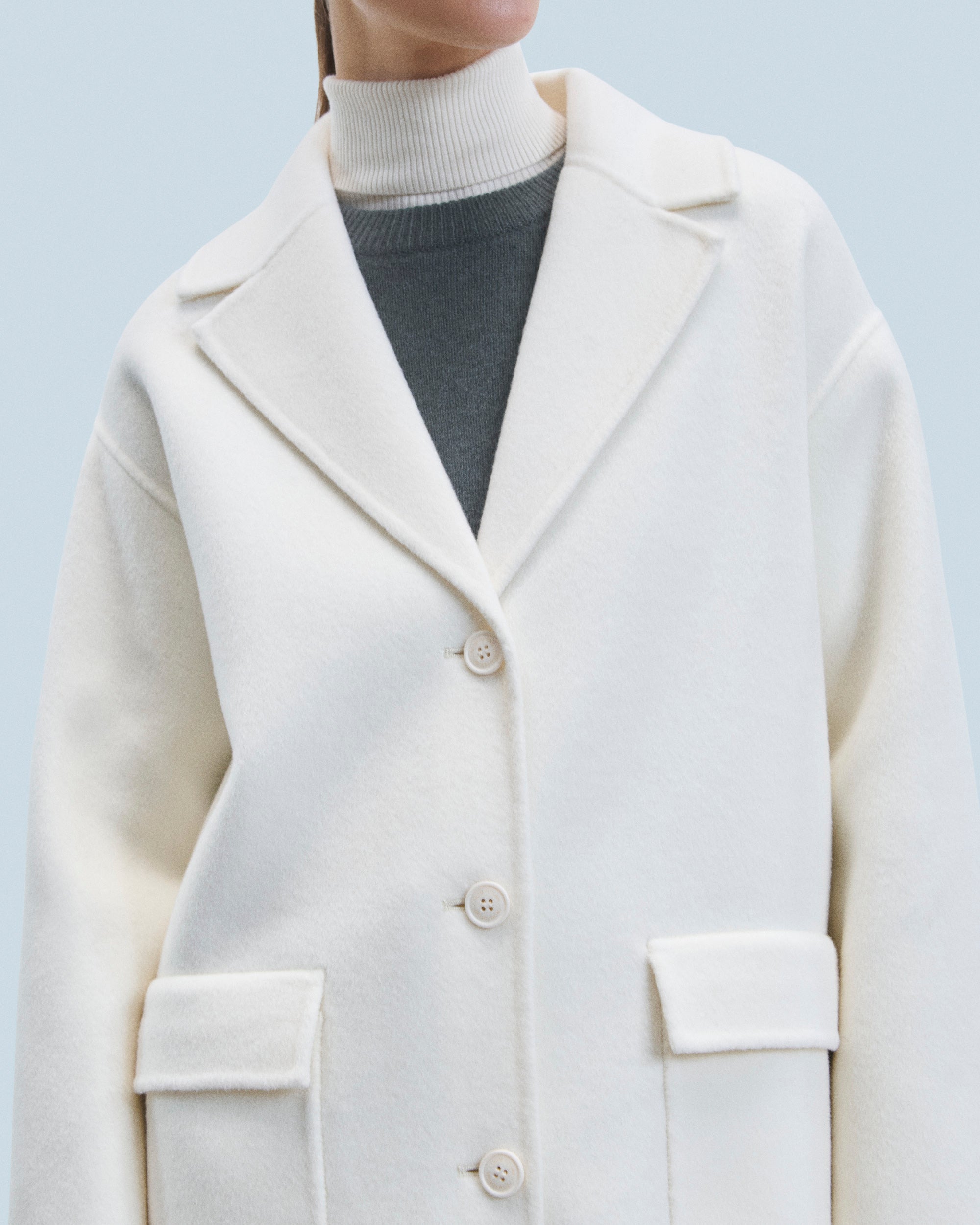 Manteau à poches en laine - Ecru