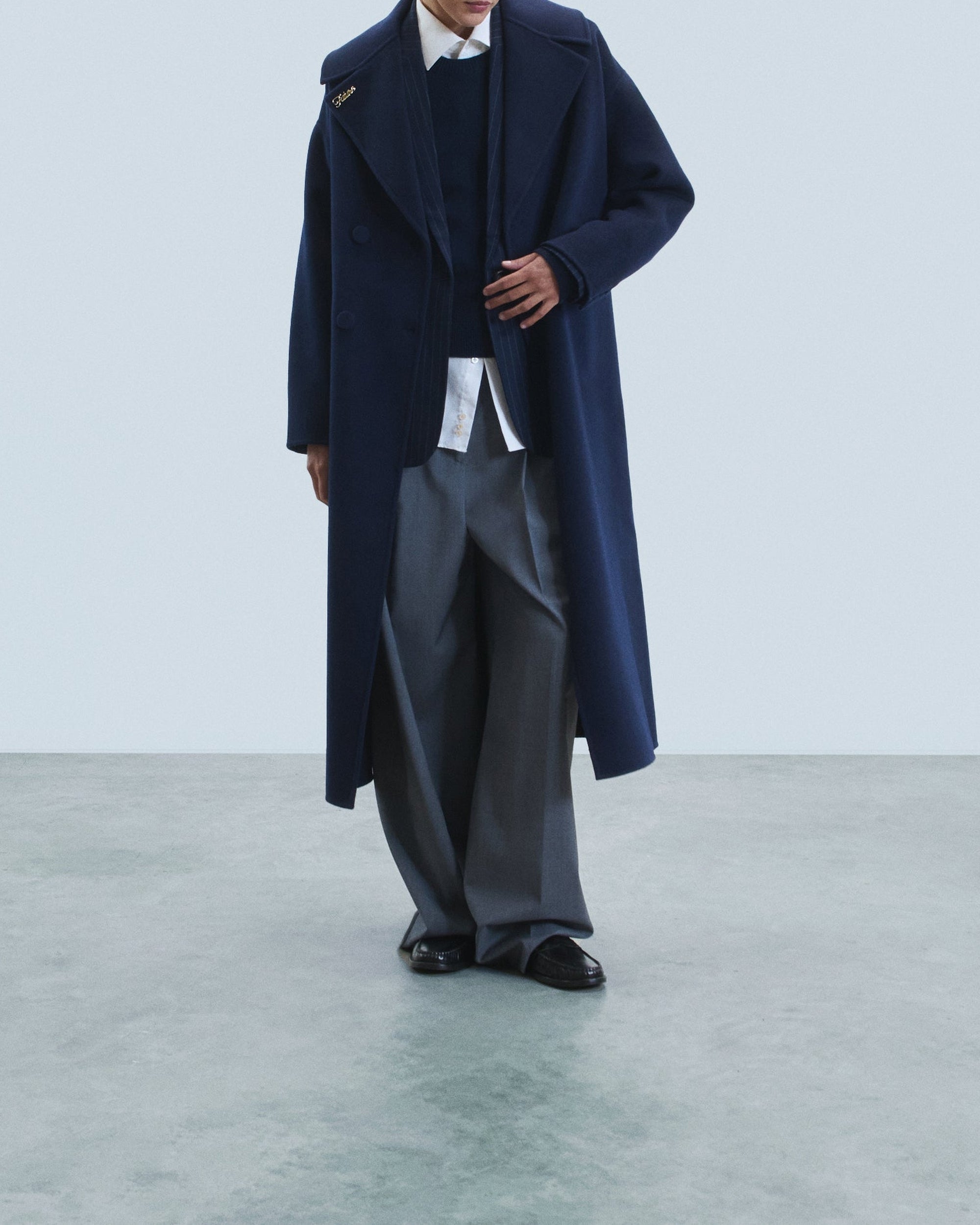 Double-breasted wool coat - Navy