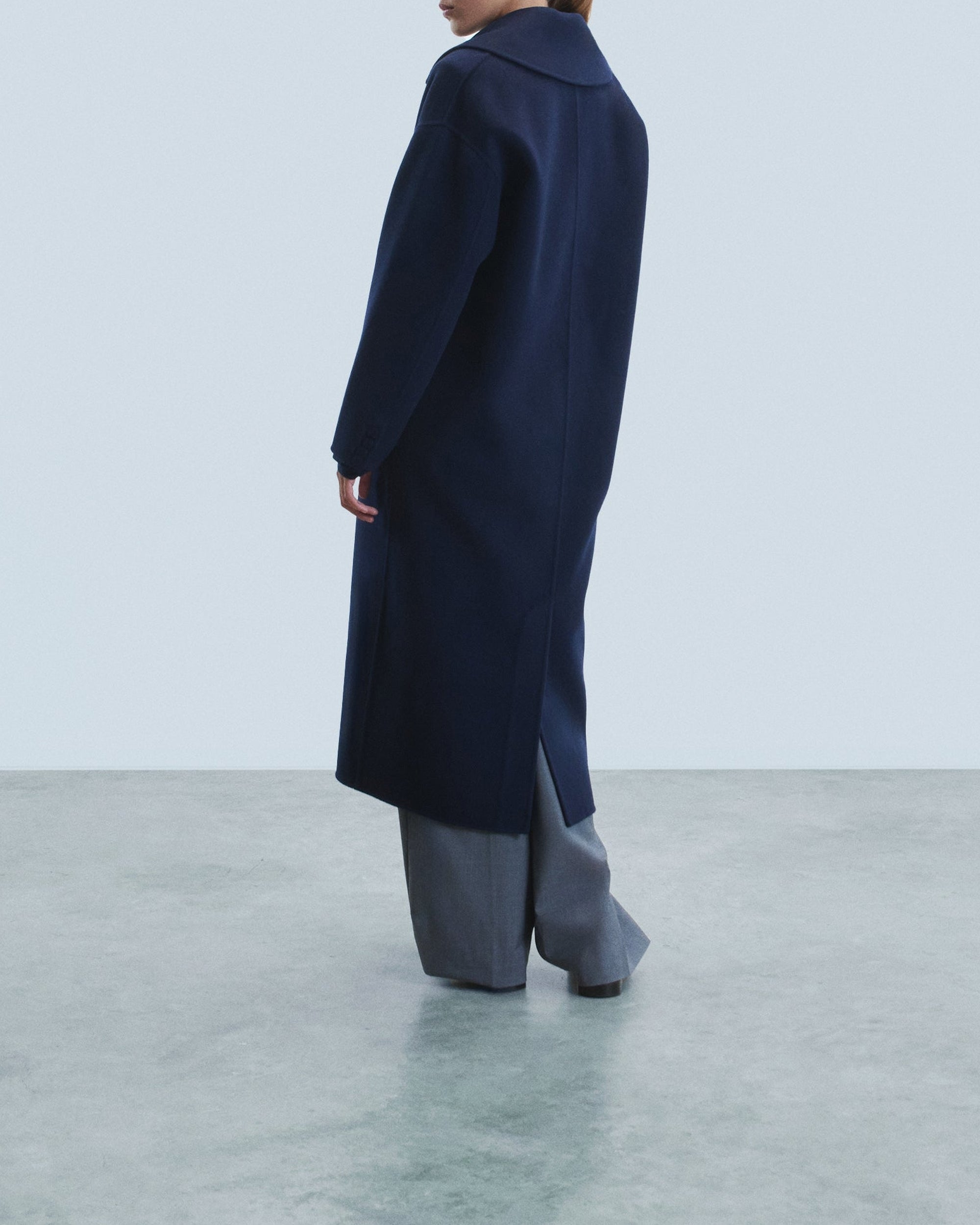 Double-breasted wool coat - Navy