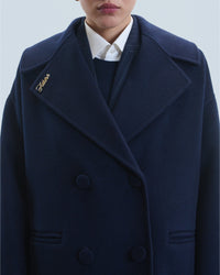 Double-breasted wool coat - Navy