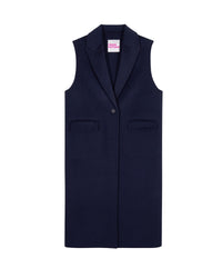 Sleeveless wool coat - Navy