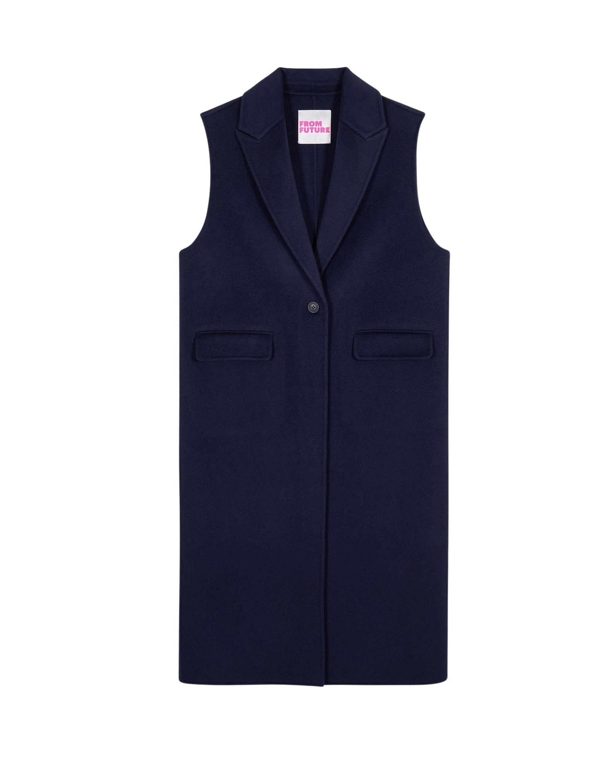 Sleeveless wool coat - Navy