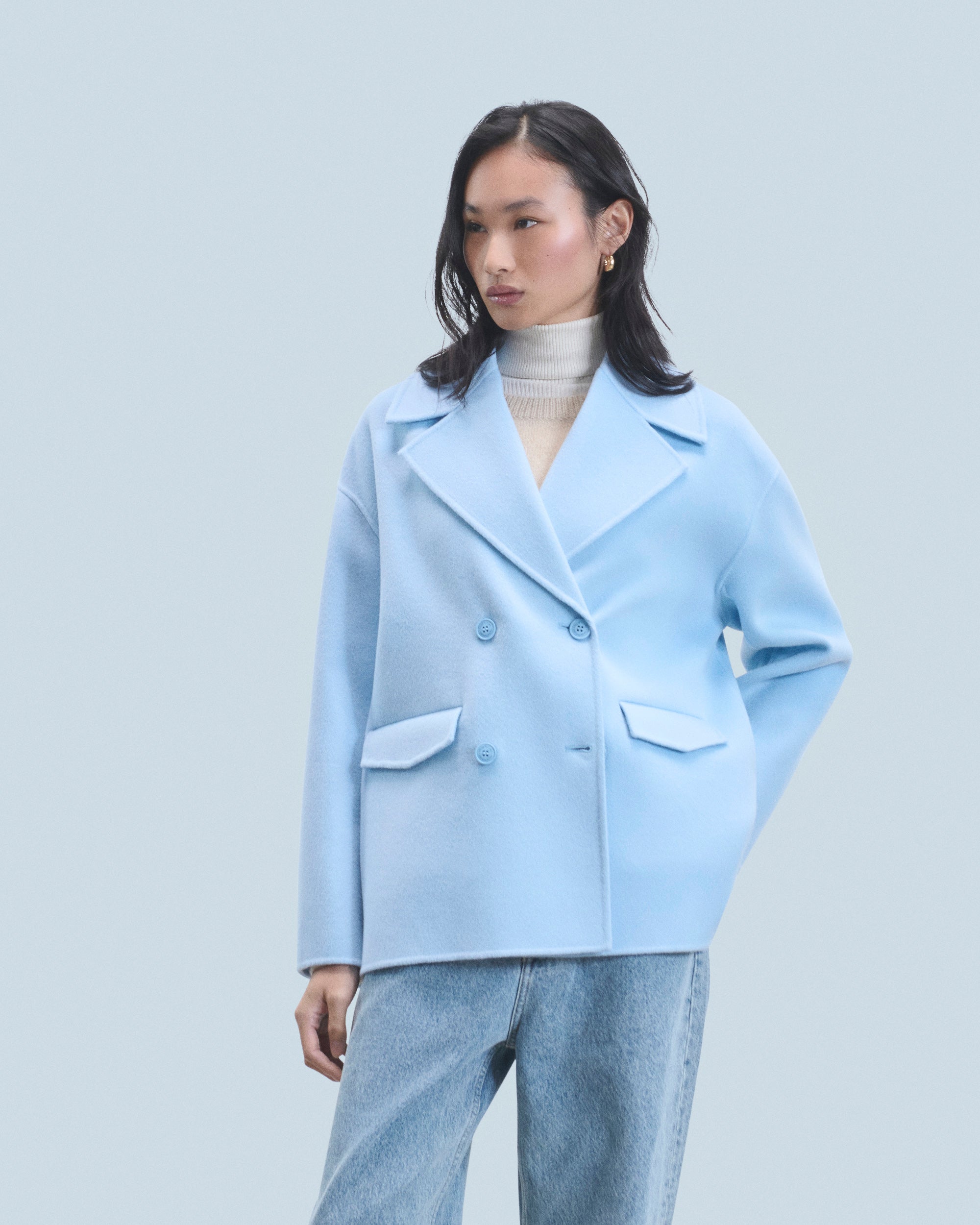 BABY BLUE / NEW / QTY : 16 / Outerwear Veste Caban - Baby Blue