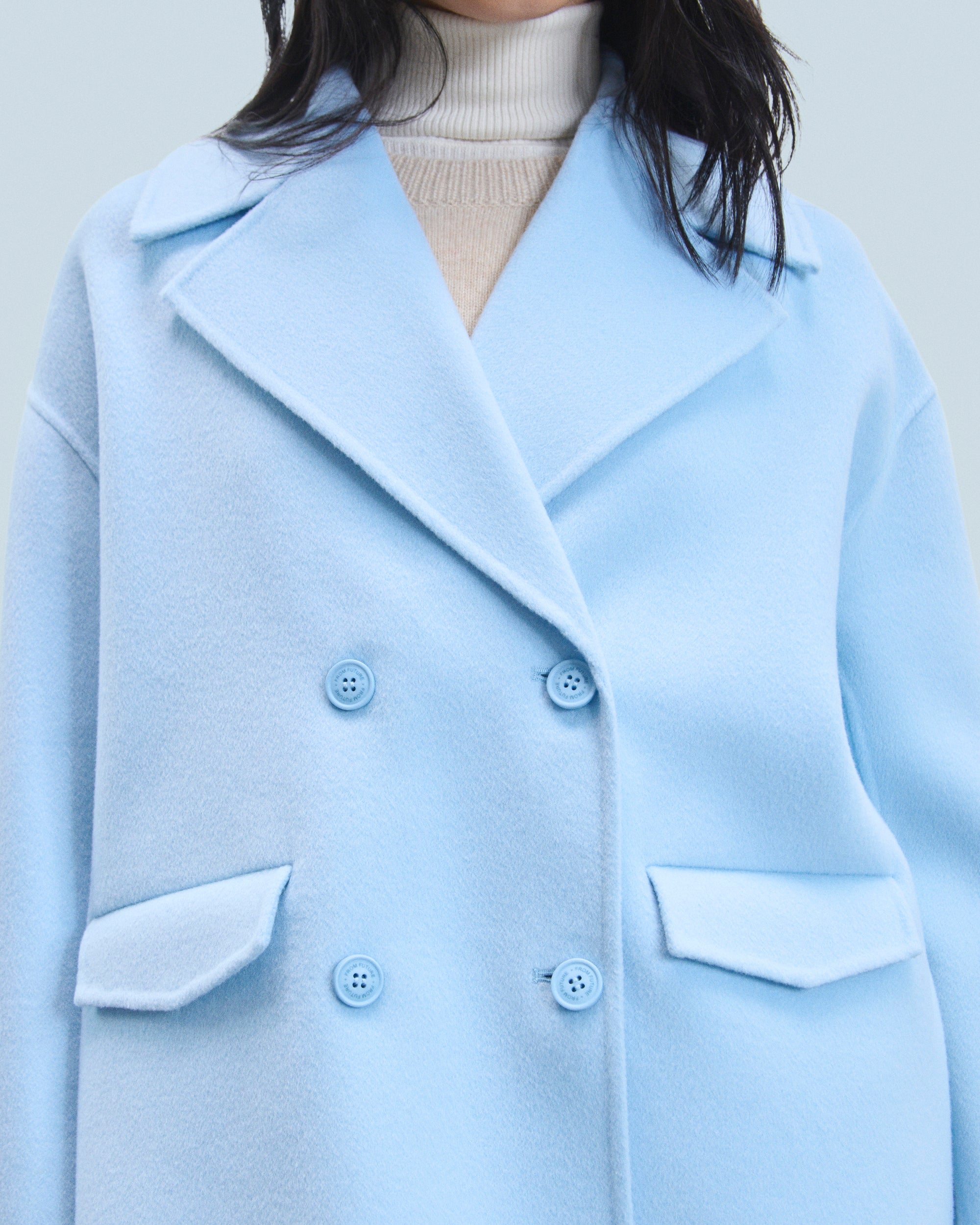 Veste caban en laine - Baby Blue