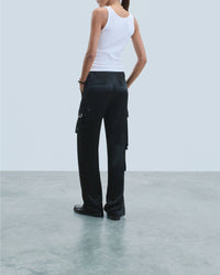 Pantalon cargo en satin - Noir