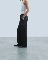 Pantalon cargo en satin - Noir
