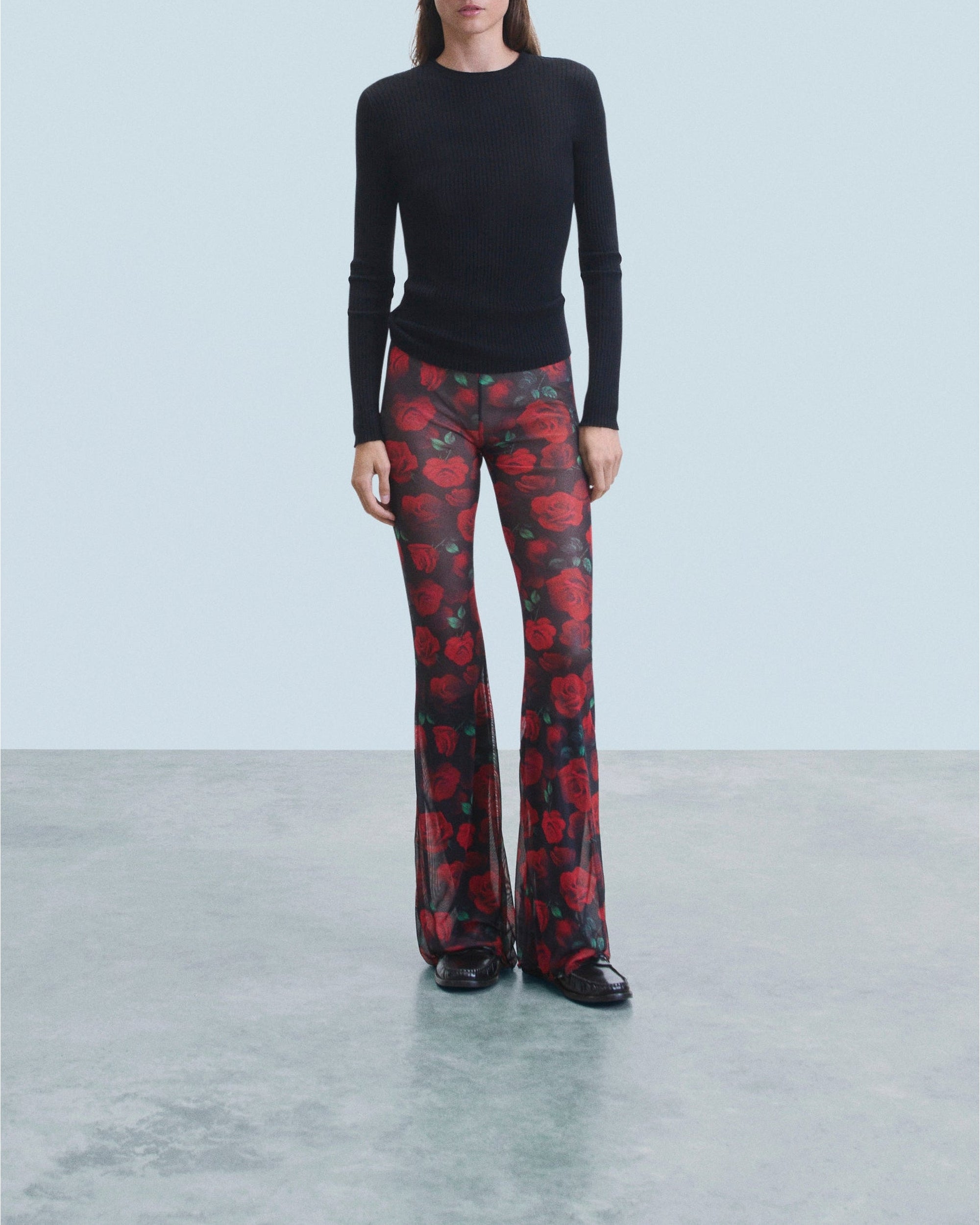 Pantalon flare en mesh - Passionate Roses