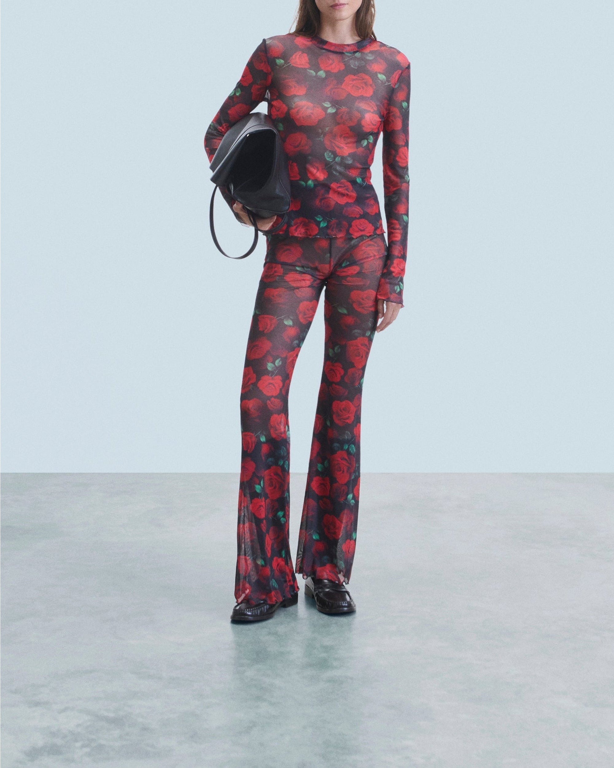 Pantalon flare en mesh - Passionate Roses