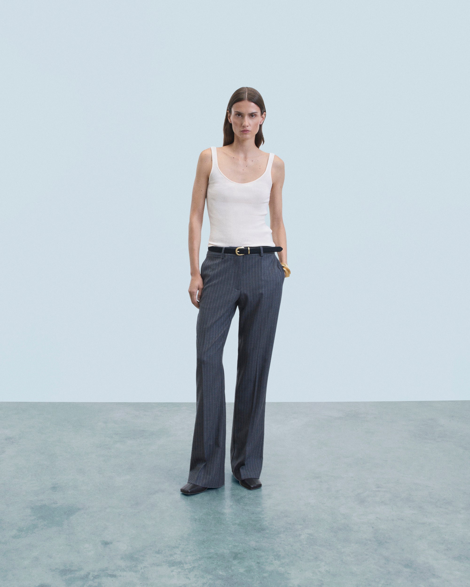 RAYURES GRIS / NEW / QTY : 14 / Pantalon Large Tailoring - Rayures Gris