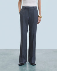 Pantalon large tailoring en laine - Rayures Gris