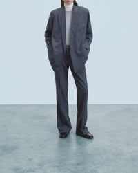 Pantalon large tailoring en laine - Rayures Gris