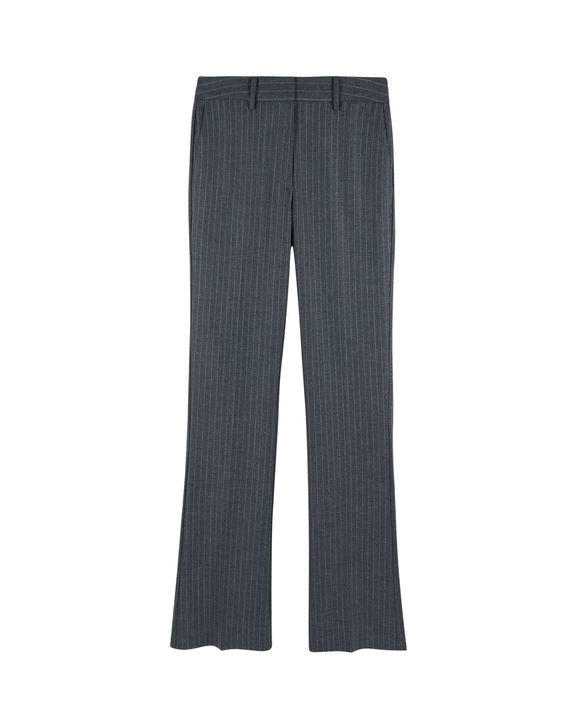 Pantalon large tailoring en laine - Rayures Gris