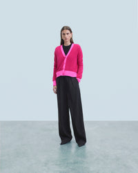 Y. ONLY PORTE / RASPBERRY PINK / NEW / QTY : 5 / Pull Cardigan Bicolore Léger - Raspberry Pink