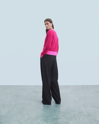 Y. ONLY PORTE / RASPBERRY PINK / NEW / QTY : 5 / Pull Cardigan Bicolore Léger - Raspberry Pink