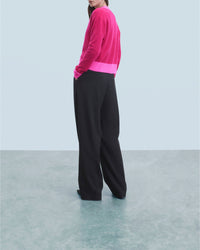 Cardigan bicolore léger en cachemire - Raspberry Pink