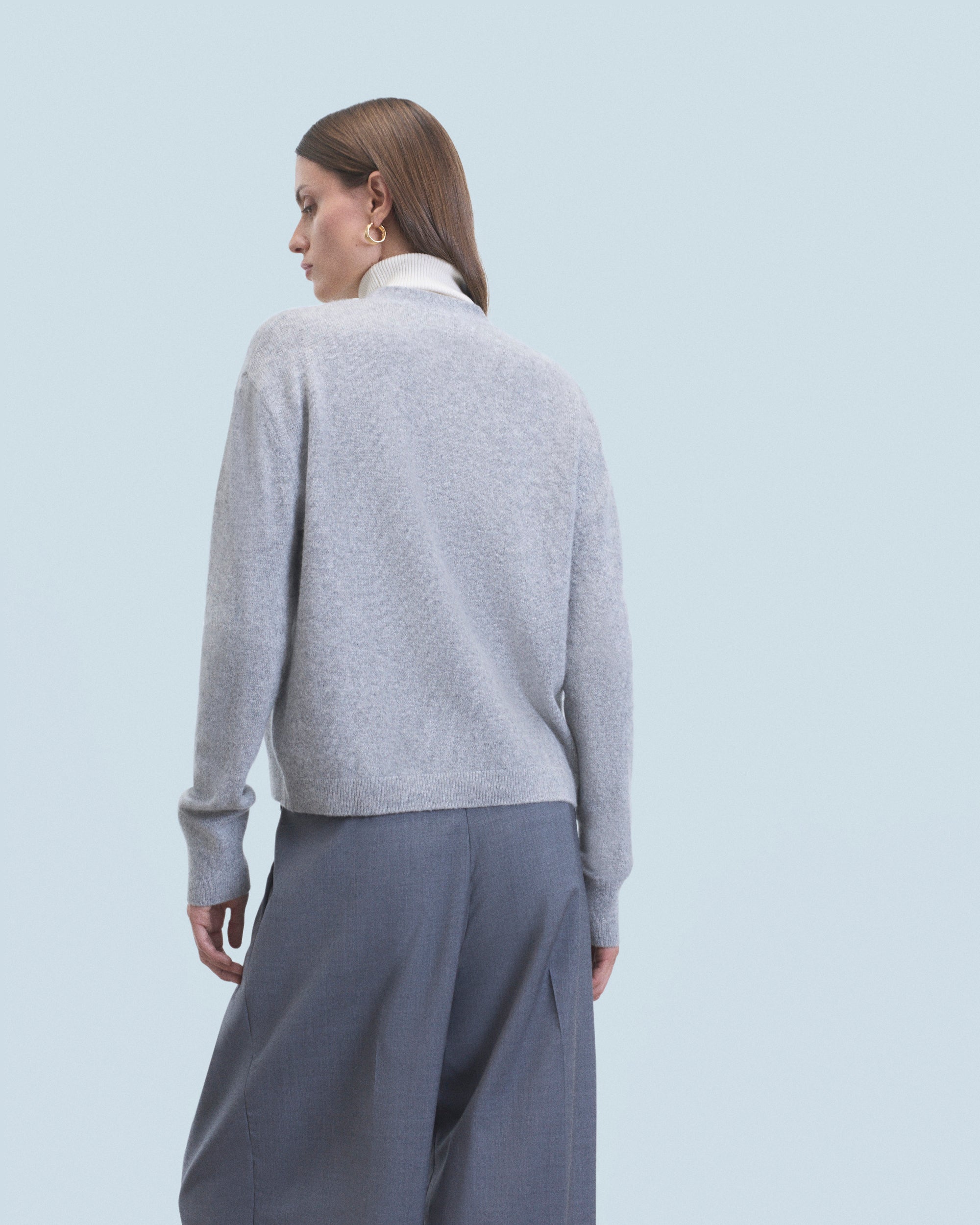 Cardigan Coeur Léger en cachemire - Gris Chiné Foncé