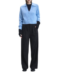 ZZ HORS LIGNE Pull Cardigan à côtes en cachemire - Fairy Blue