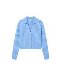 ZZ HORS LIGNE Pull Cardigan à côtes en cachemire - Fairy Blue