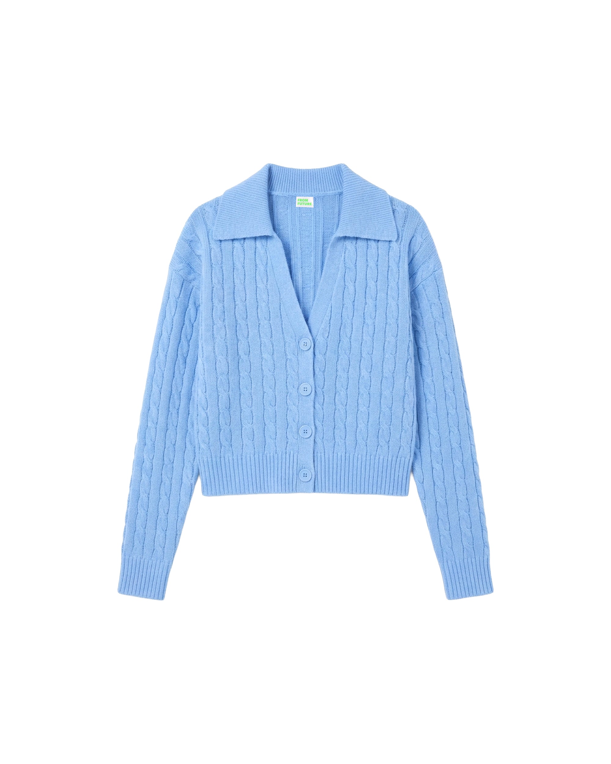 ZZ HORS LIGNE Pull Cardigan à côtes en cachemire - Fairy Blue
