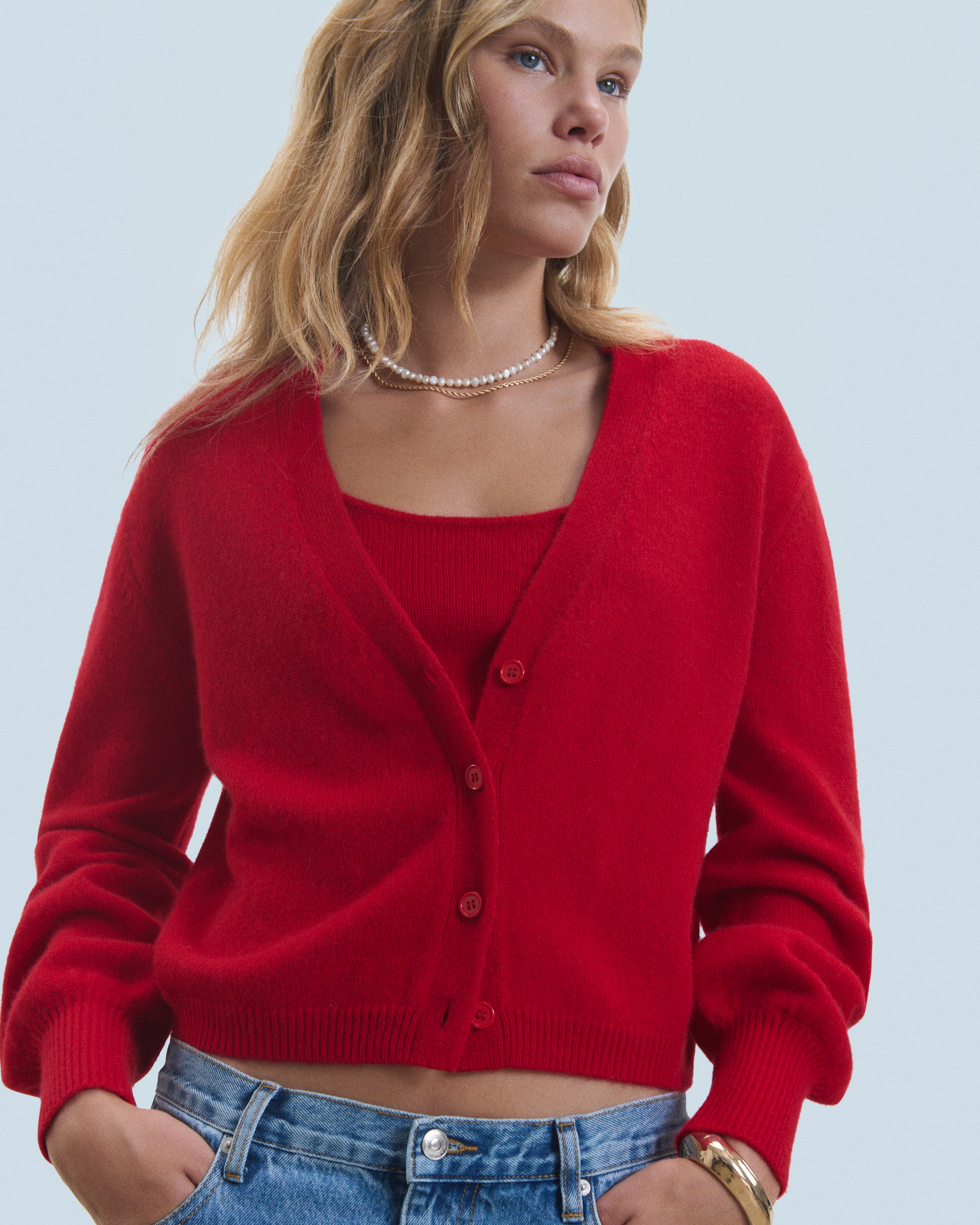 HOT RED / NEW / QTY : 3 / Pull Cardigan - Hot Red