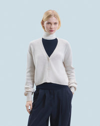 BEIGE MOULINE / DJV / QTY : 67 / Pull Cardigan - Beige Mouline