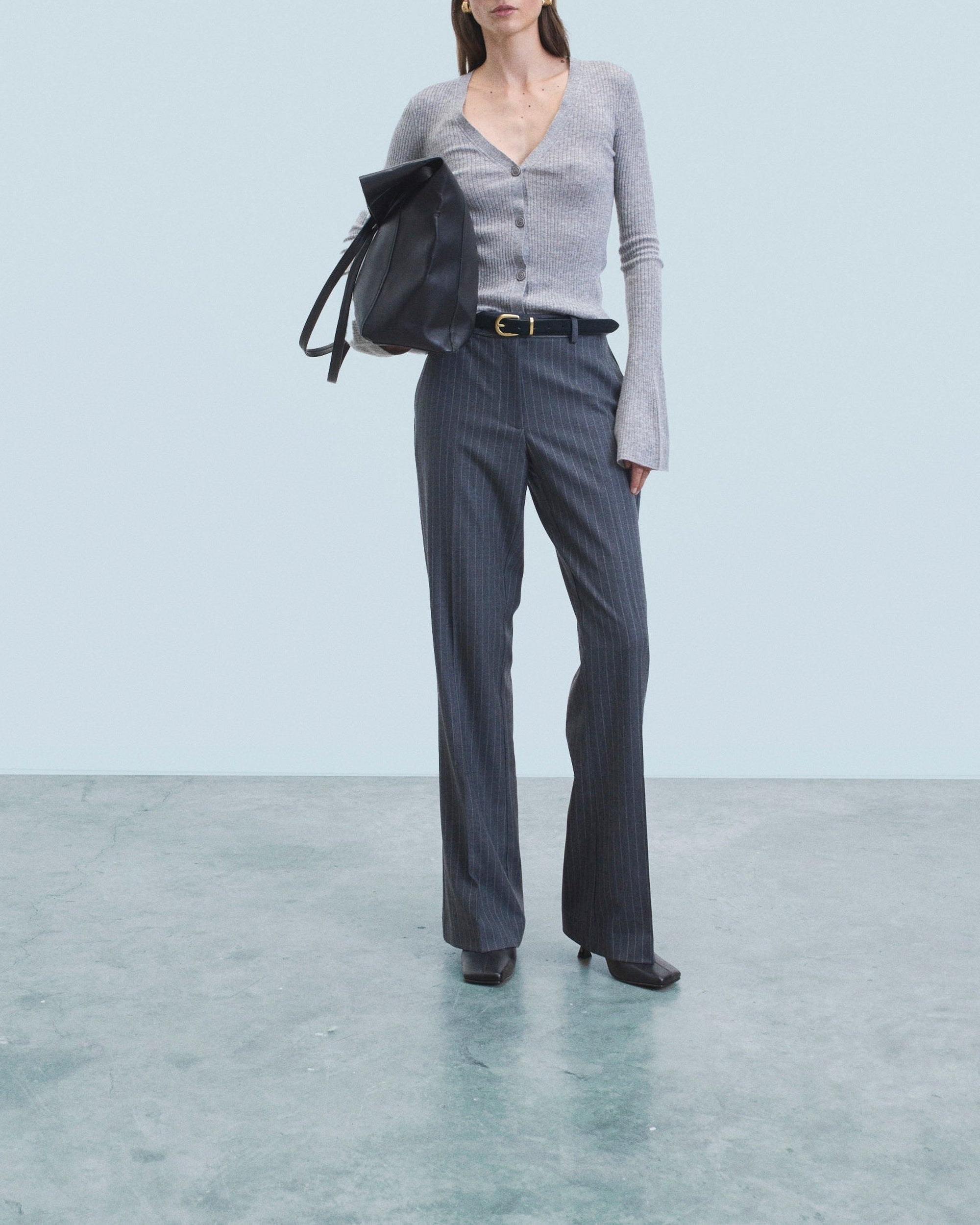 Cardigan Seconde Peau en cachemire - Gris Chiné Foncé