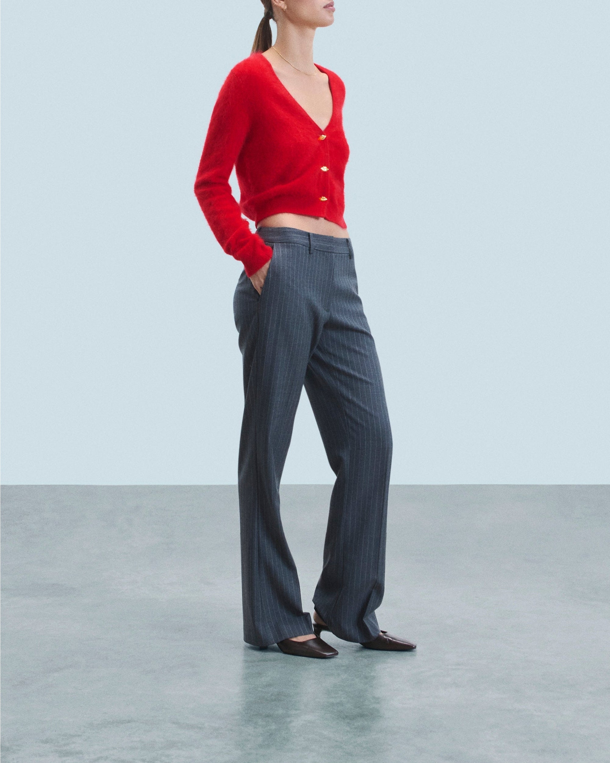 Cardigan en cachemire brossé - Hot Red